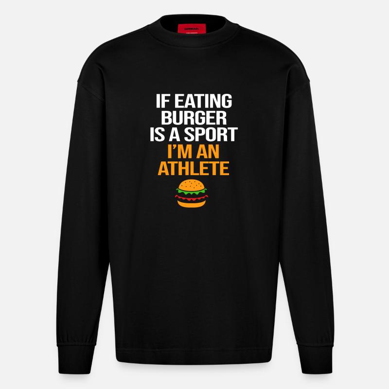 Cheeseburger - Heavyweight Oversized Organic Langarmshirt Made in EU - SOLID BLACK