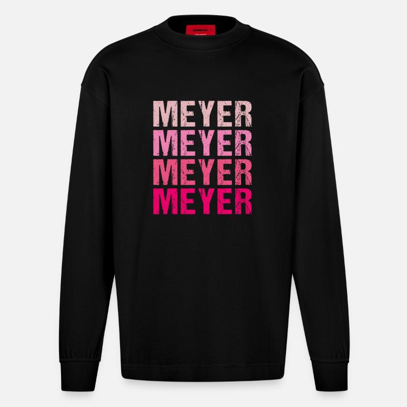 Meyer Familienname Team Retro Geschenkidee - Heavyweight Oversized Organic Langarmshirt Made in EU - SOLID BLACK