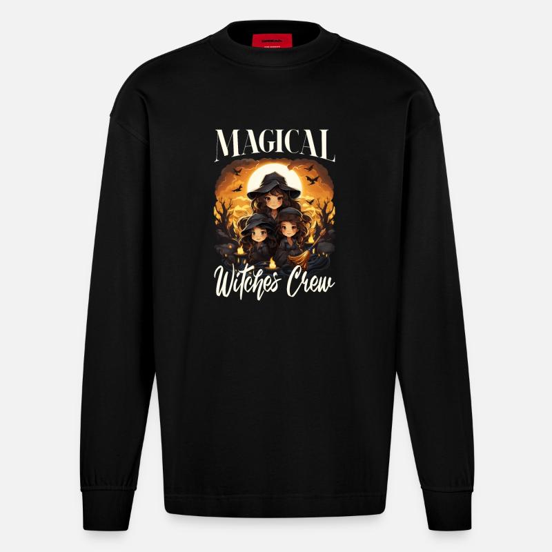 Hexen - Heavyweight Oversized Organic Langarmshirt Made in EU - SOLID BLACK