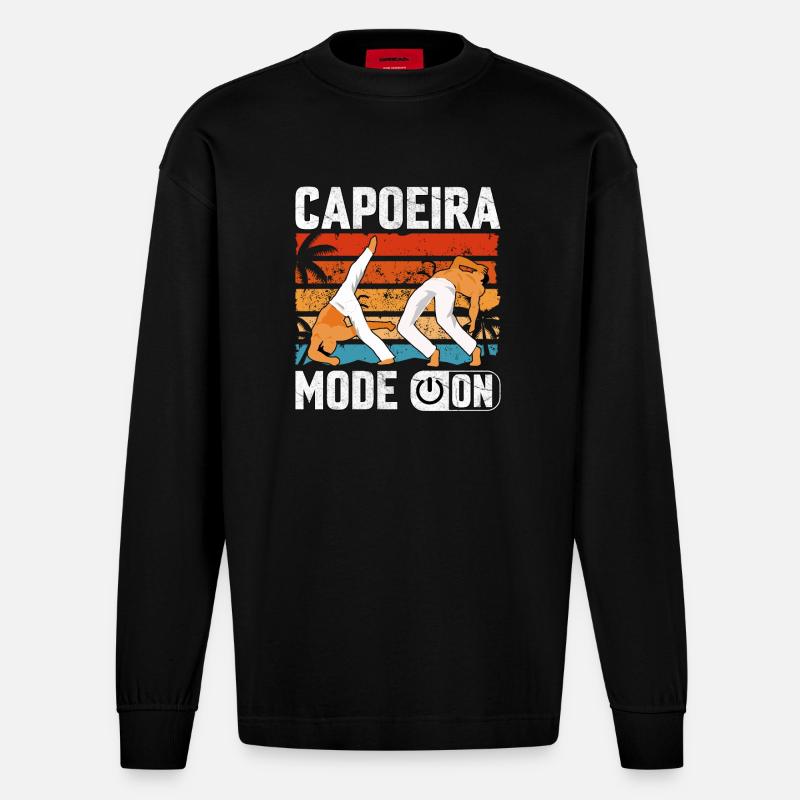 Mode Capoeira activé - Manches longues bio épais oversize fabriqué en UE - SOLID BLACK