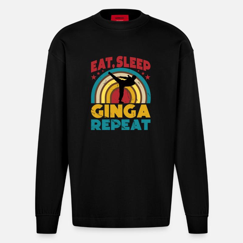 Manger Dormir Ginga Répéter - Manches longues bio épais oversize fabriqué en UE - SOLID BLACK