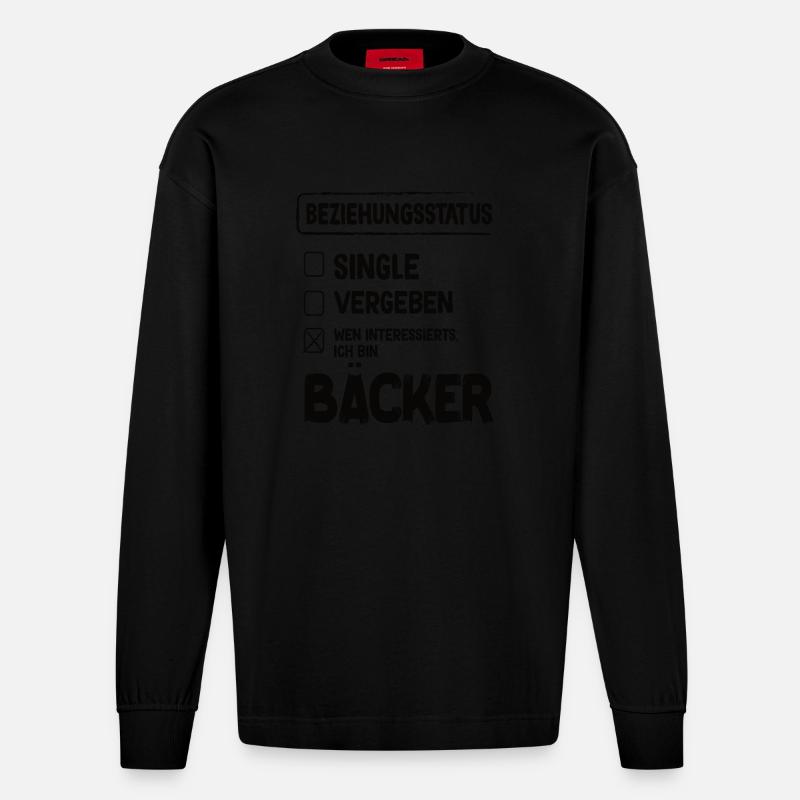 Bäcker Beziehungsstatus Back Backwaren Backen - Heavyweight Oversized Organic Langarmshirt Made in EU - SOLID BLACK