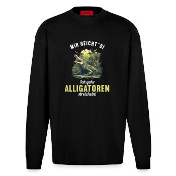 Alligatoren Alligator - Heavyweight Oversized Organic Longsleeve Shirt Made in EU - SOLID BLACK - Front