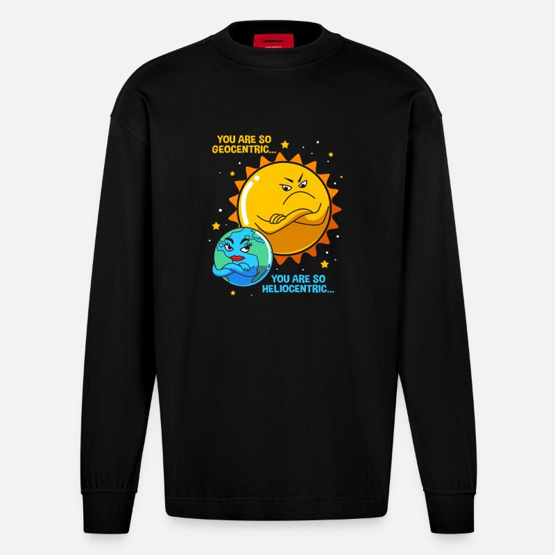 Sonnensystem Universum - Heavyweight Oversized Organic Langarmshirt Made in EU - SOLID BLACK