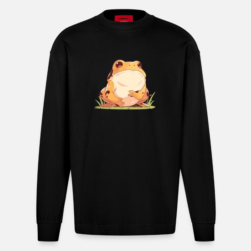 Toad Kröten Kröte - Heavyweight Oversized Organic Langarmshirt Made in EU - SOLID BLACK