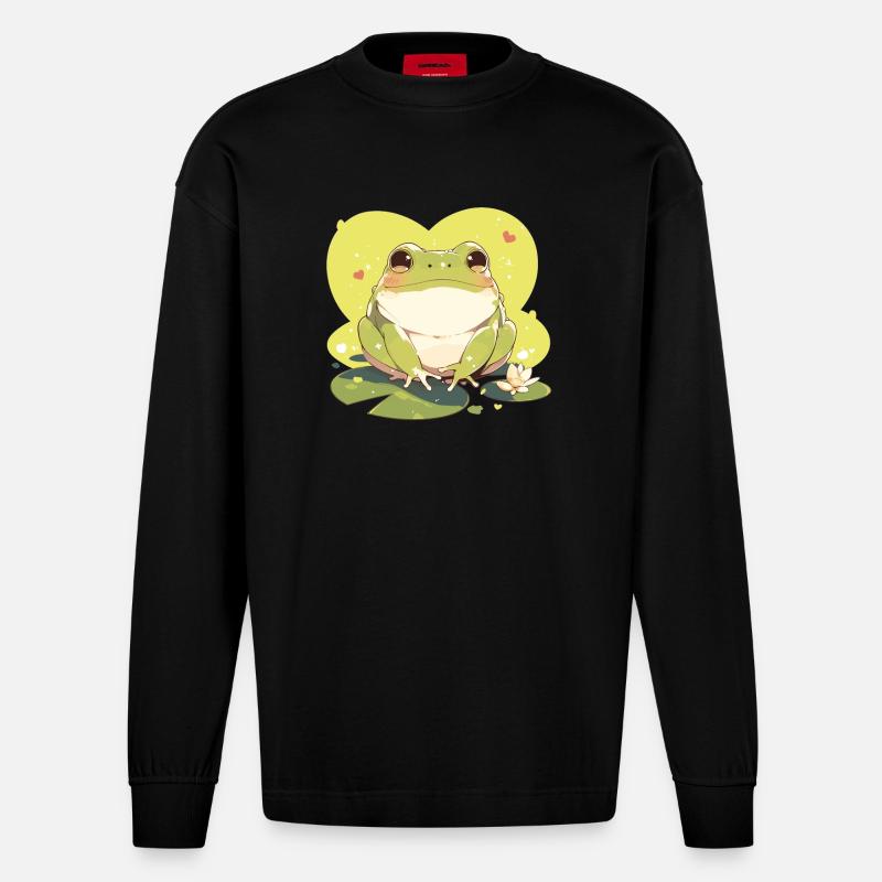 Crapaud crapaud crapaud - Manches longues bio épais oversize fabriqué en UE - SOLID BLACK