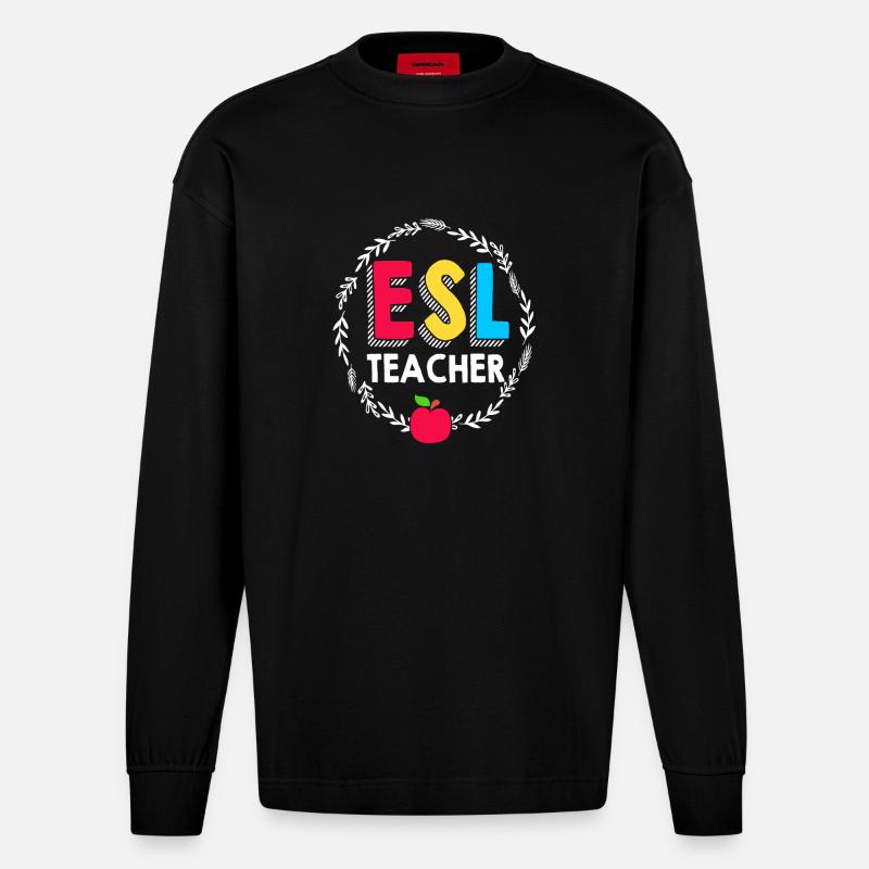 Professeur d’anglais Professeur d’anglais - Manches longues bio épais oversize fabriqué en UE - SOLID BLACK