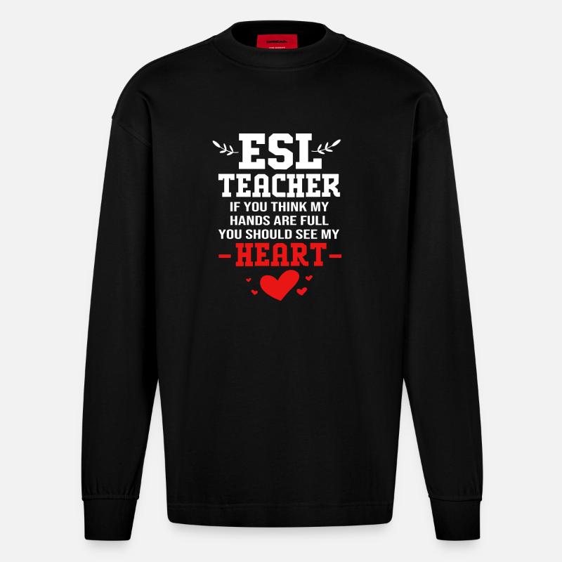 Professeur d’anglais Professeur d’anglais - Manches longues bio épais oversize fabriqué en UE - SOLID BLACK