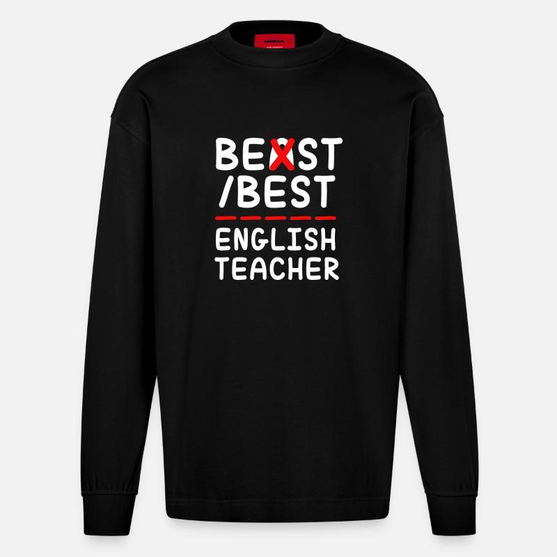 Professeur d’anglais Professeur d’anglais - Manches longues bio épais oversize fabriqué en UE - SOLID BLACK