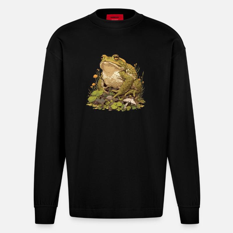 Toad Toads Toad - Heavyweight Oversized Organic Longsleeve Shirt Made in EU - SOLID BLACK