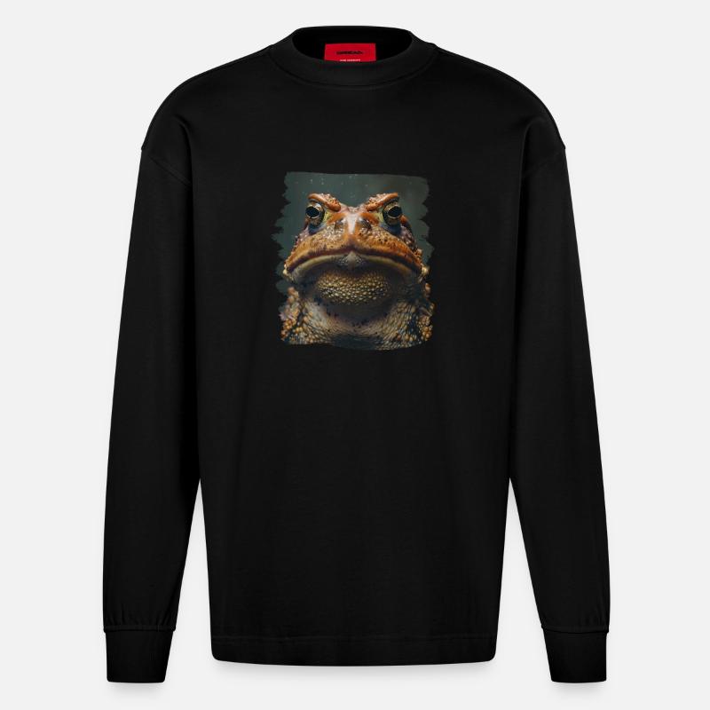Toad Kröten Kröte - Heavyweight Oversized Organic Langarmshirt Made in EU - SOLID BLACK
