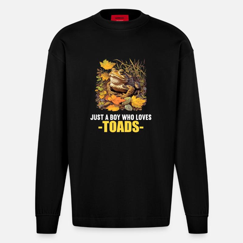 Toad Kröten Kröte - Heavyweight Oversized Organic Langarmshirt Made in EU - SOLID BLACK