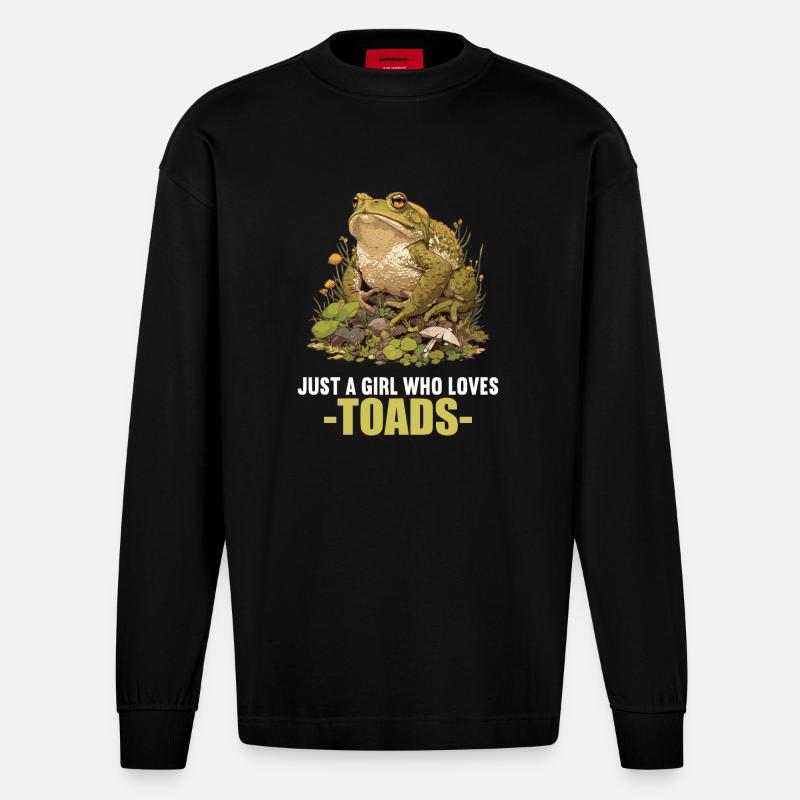 Toad Kröten Kröte - Heavyweight Oversized Organic Langarmshirt Made in EU - SOLID BLACK