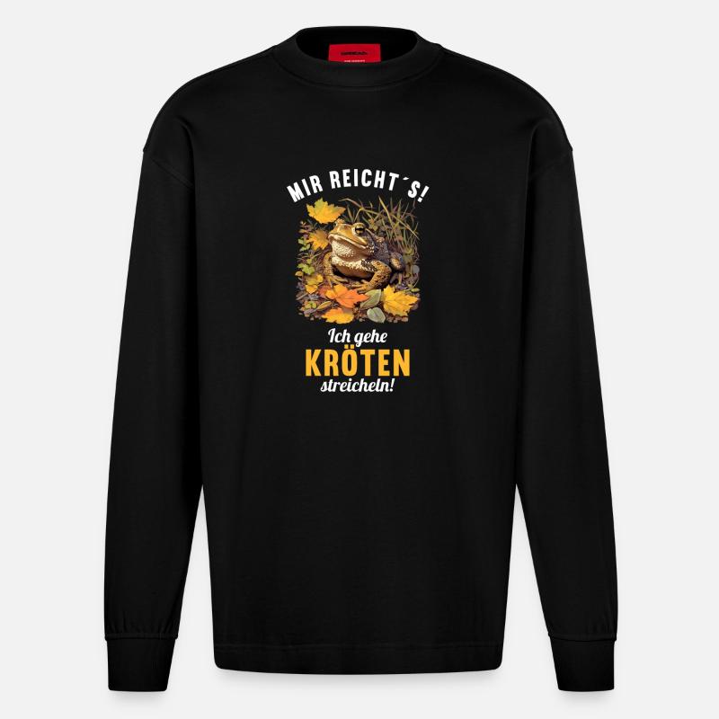 Toad Kröten Kröte - Heavyweight Oversized Organic Langarmshirt Made in EU - SOLID BLACK