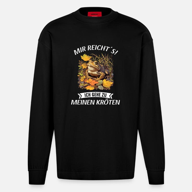 Toad Kröten Kröte - Heavyweight Oversized Organic Langarmshirt Made in EU - SOLID BLACK