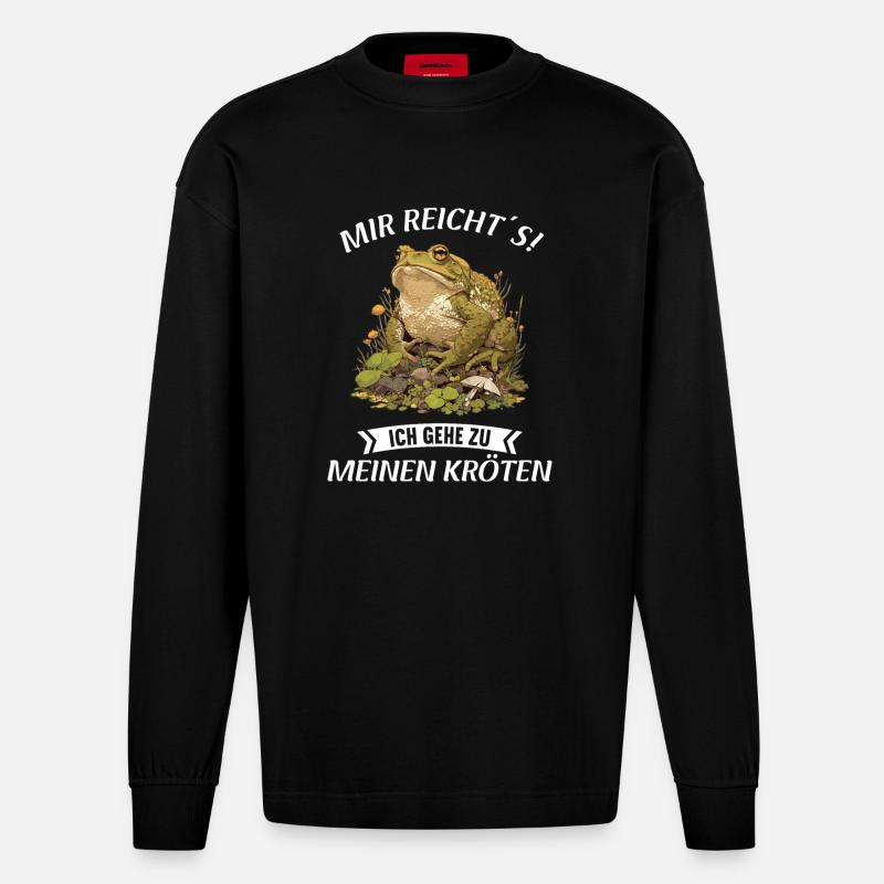 Toad Kröten Kröte - Heavyweight Oversized Organic Langarmshirt Made in EU - SOLID BLACK