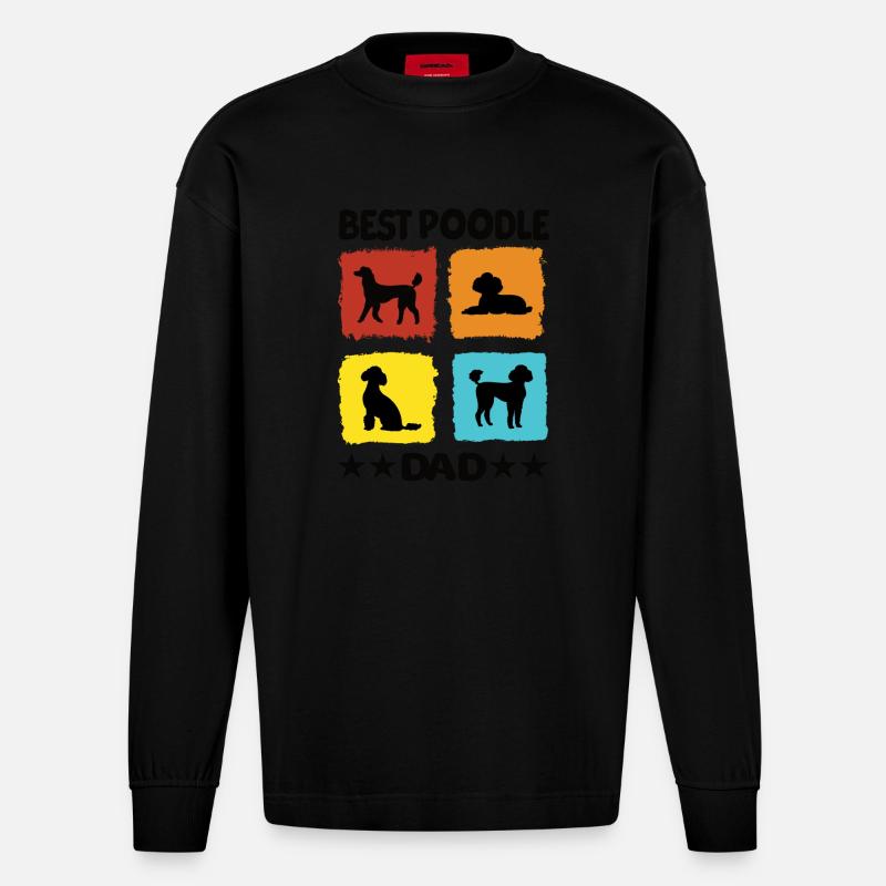 Best Poodle Dad - Heavyweight Oversized Organic Langarmshirt Made in EU - SOLID BLACK