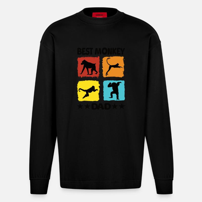 Best Monkey Dad - Heavyweight Oversized Organic Langarmshirt Made in EU - SOLID BLACK