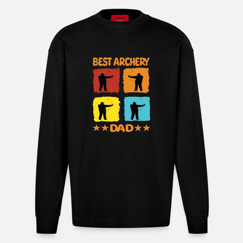 Best Archery Dad - Heavyweight Oversized Organic Langarmshirt Made in EU - SOLID BLACK