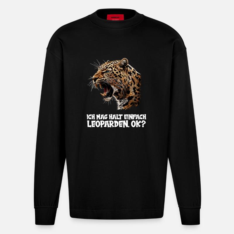 Léopard léopard - Manches longues bio épais oversize fabriqué en UE - SOLID BLACK