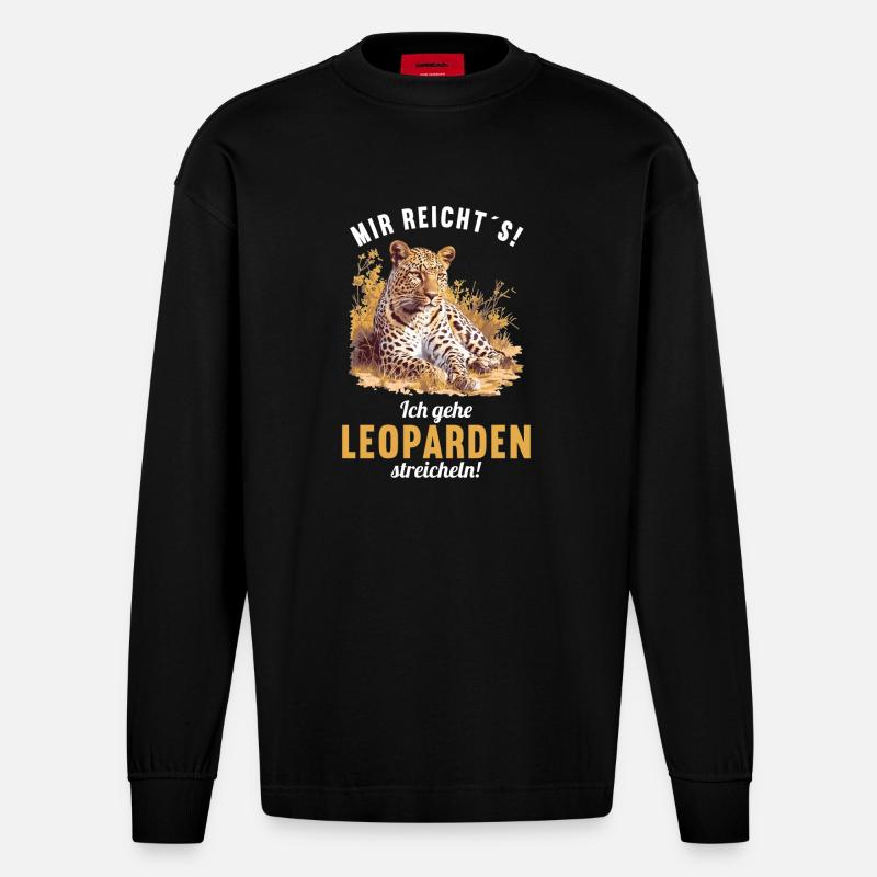 Léopard léopard - Manches longues bio épais oversize fabriqué en UE - SOLID BLACK