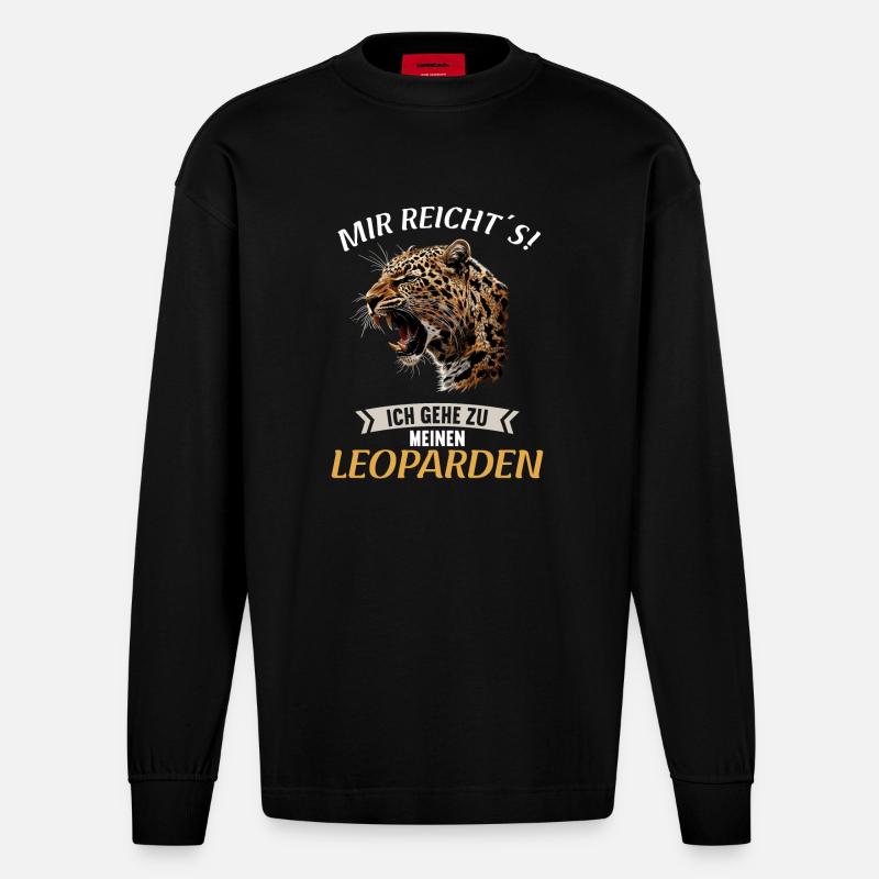 Léopard léopard - Manches longues bio épais oversize fabriqué en UE - SOLID BLACK