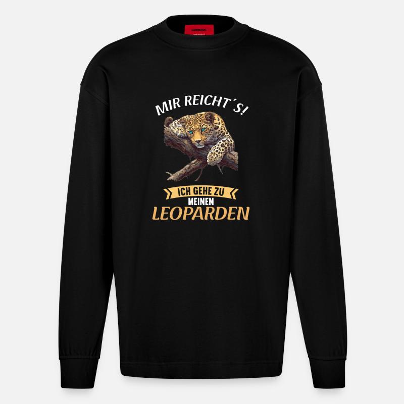 Léopard léopard - Manches longues bio épais oversize fabriqué en UE - SOLID BLACK
