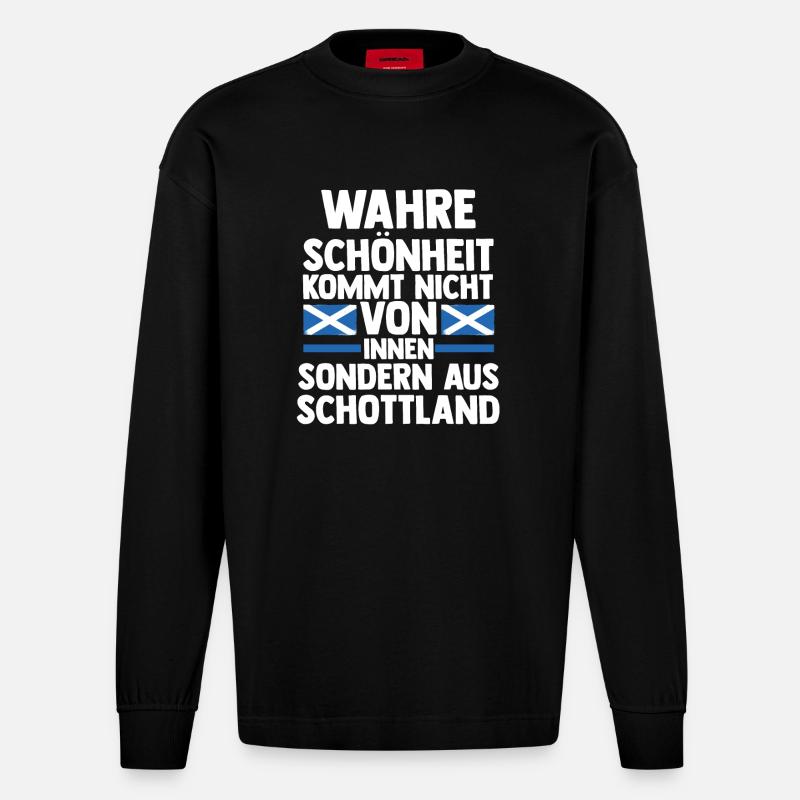 Ecossais Ecosse Ecosse Ecosse - Manches longues bio épais oversize fabriqué en UE - SOLID BLACK