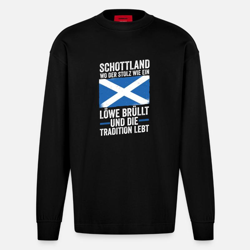 Ecossais Ecosse Ecosse Ecosse - Manches longues bio épais oversize fabriqué en UE - SOLID BLACK