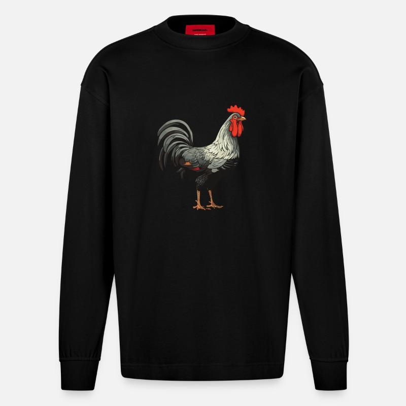 Hahn Tier - Heavyweight Oversized Organic Langarmshirt Made in EU - SOLID BLACK