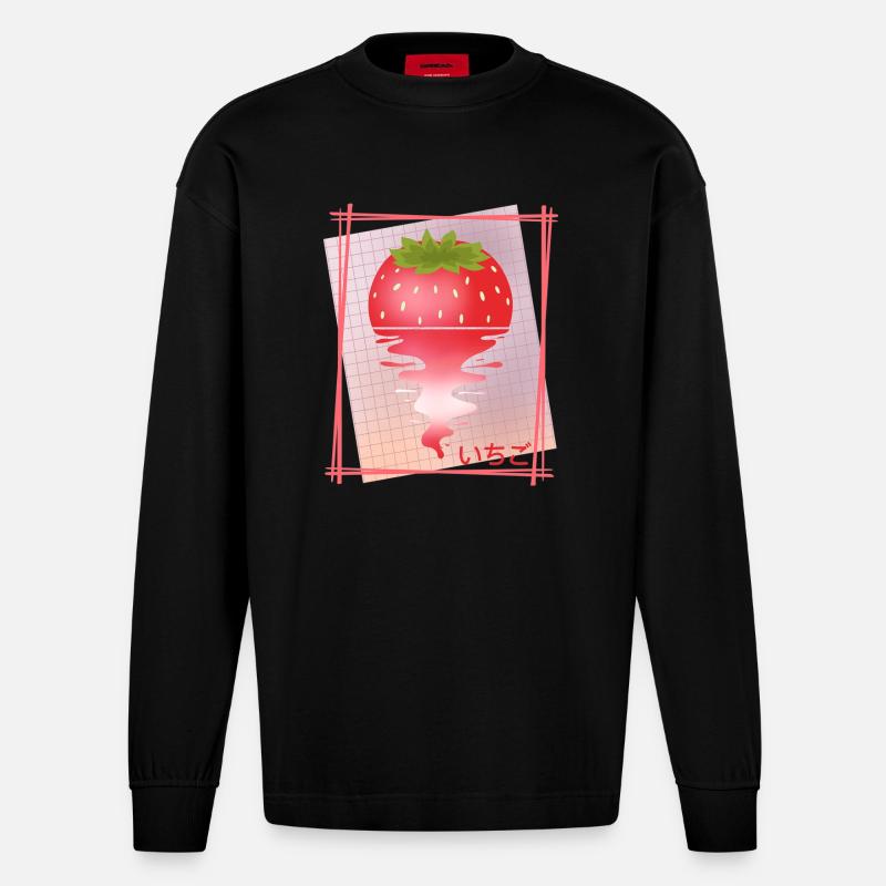 Strawberry Sunset Tee - Heavyweight Oversized Organic Langarmshirt Made in EU - SOLID BLACK