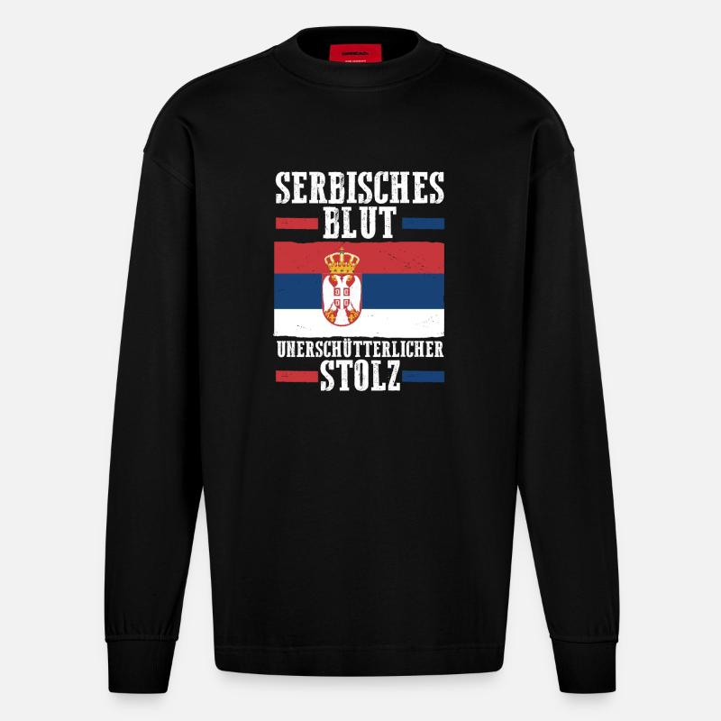 Serben Serbisch Serbien - Heavyweight Oversized Organic Langarmshirt Made in EU - SOLID BLACK