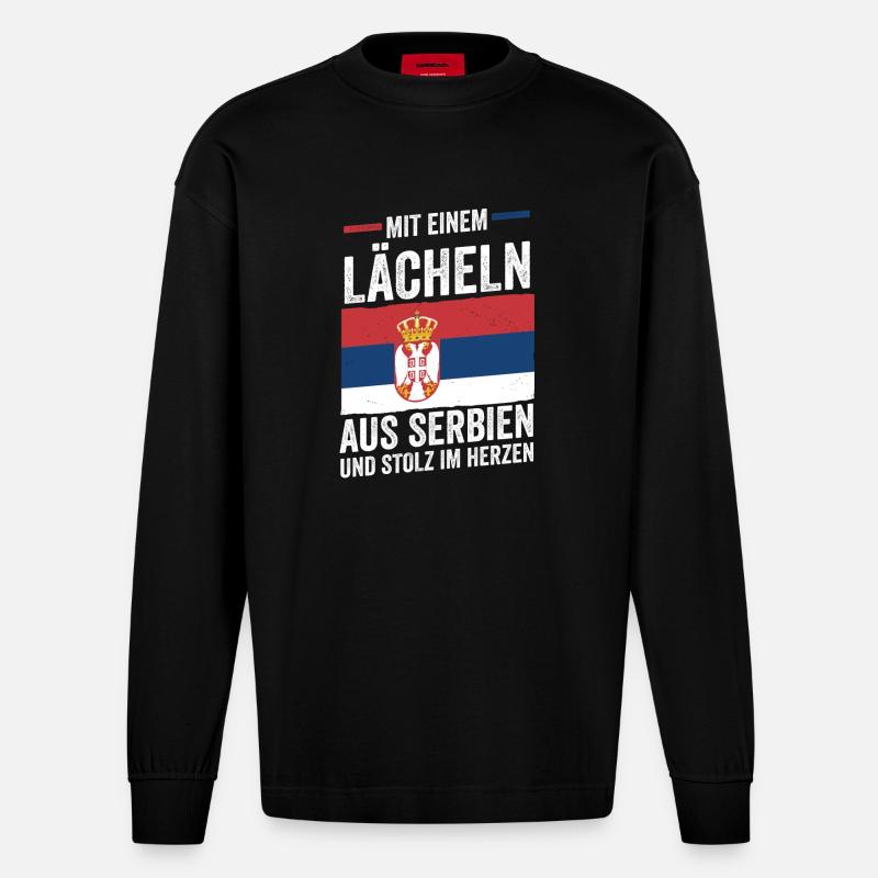 Serbe Serbe Serbie - Manches longues bio épais oversize fabriqué en UE - SOLID BLACK