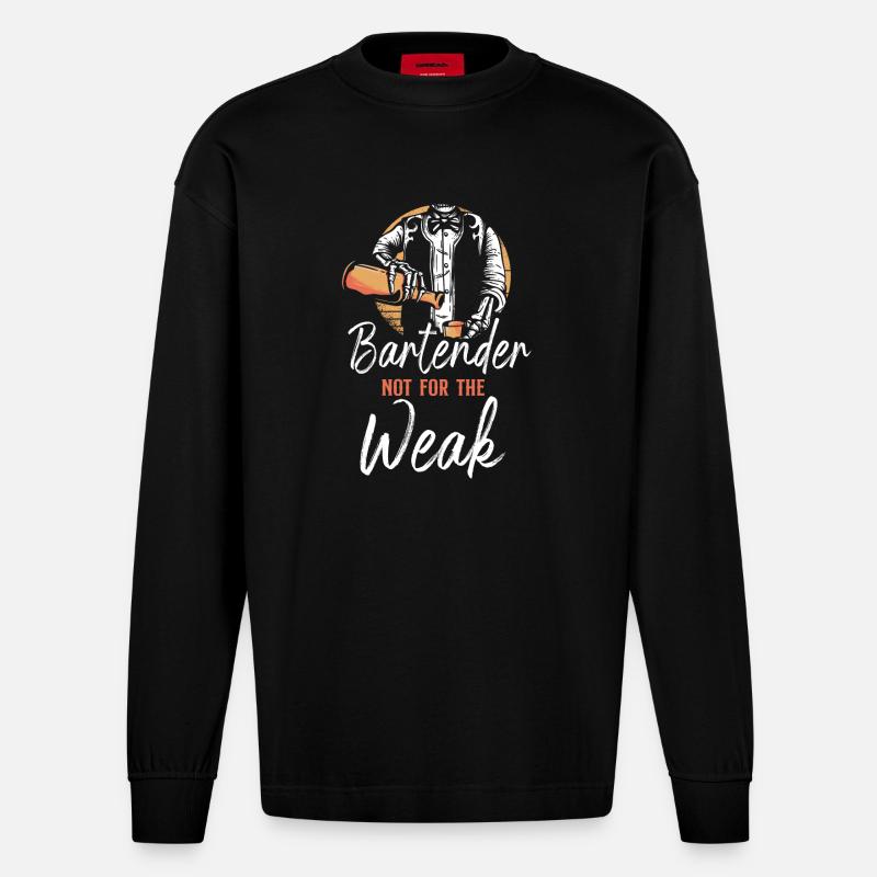 Bartender Mixologist Bartender Not - Heavyweight Oversized Organic Langarmshirt Made in EU - SOLID BLACK