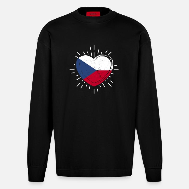Tchèques République tchèque - Manches longues bio épais oversize fabriqué en UE - SOLID BLACK