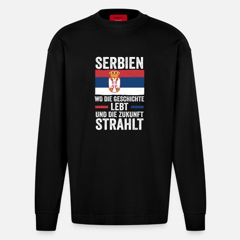Serben Serbisch Serbien - Heavyweight Oversized Organic Langarmshirt Made in EU - SOLID BLACK