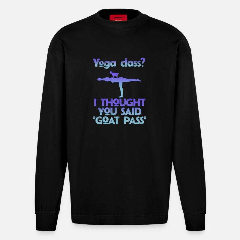 Yoga-Kurs oder Ziegenpass - Heavyweight Oversized Organic Langarmshirt Made in EU - SOLID BLACK