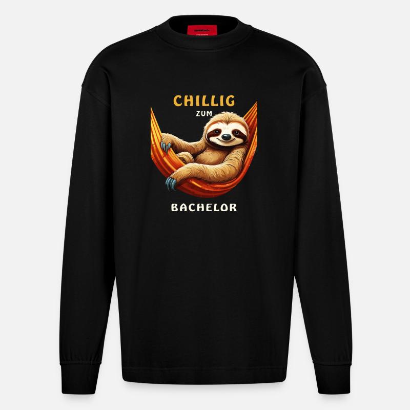 FAULTIER CHILLIG ZUM BACHELOR - Heavyweight Oversized Organic Langarmshirt Made in EU - SOLID BLACK