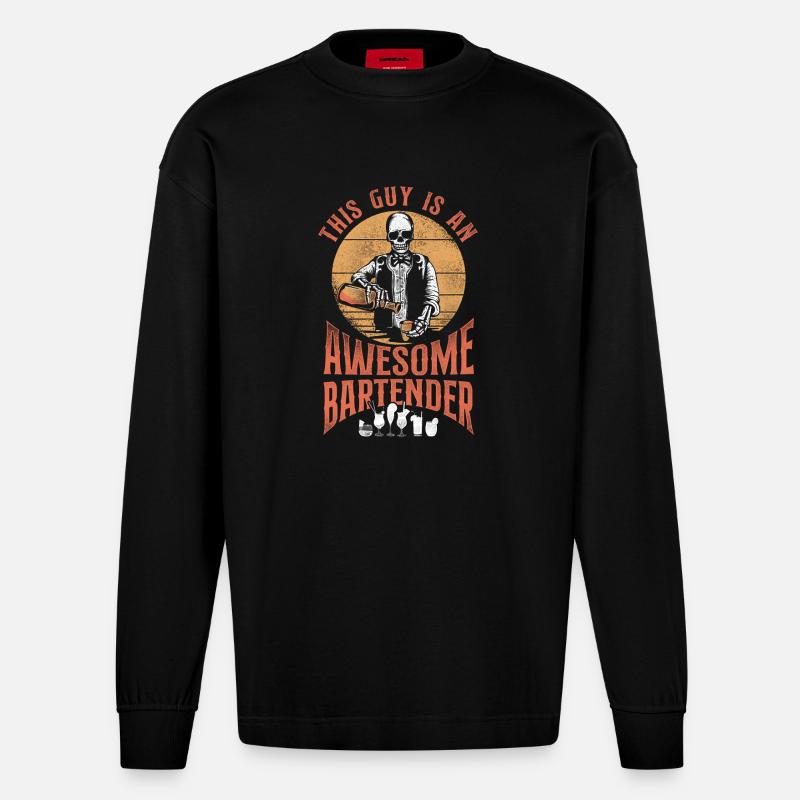 Bartender Mixologist This Guy Is - Heavyweight Oversized Organic Langarmshirt Made in EU - SOLID BLACK