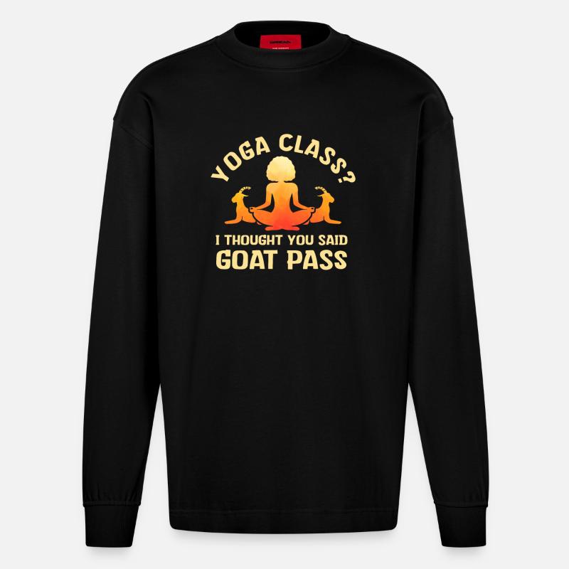 Yoga-Kurs oder Ziegenpass - Heavyweight Oversized Organic Langarmshirt Made in EU - SOLID BLACK