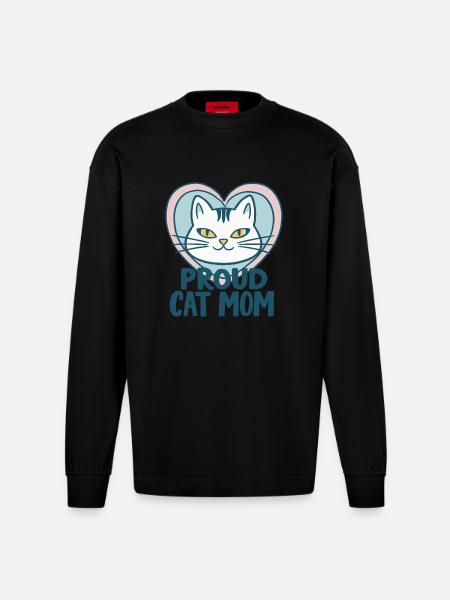PROUD CAT MAM - Heavyweight Oversized Organic Longsleeve Shirt Made in EU - SOLID BLACK