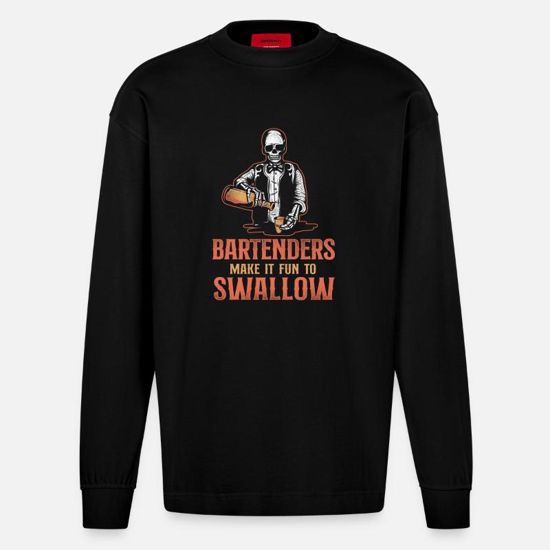 Bartender Mixologist Bartenders - Heavyweight Oversized Organic Langarmshirt Made in EU - SOLID BLACK