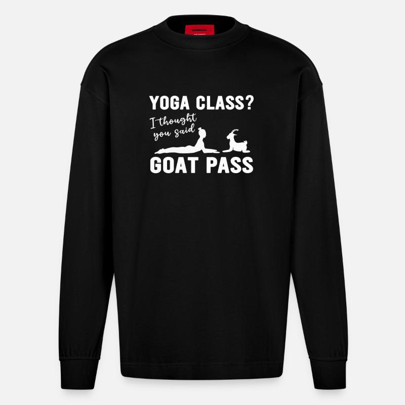 Yoga-Kurs oder Ziegenpass - Heavyweight Oversized Organic Langarmshirt Made in EU - SOLID BLACK