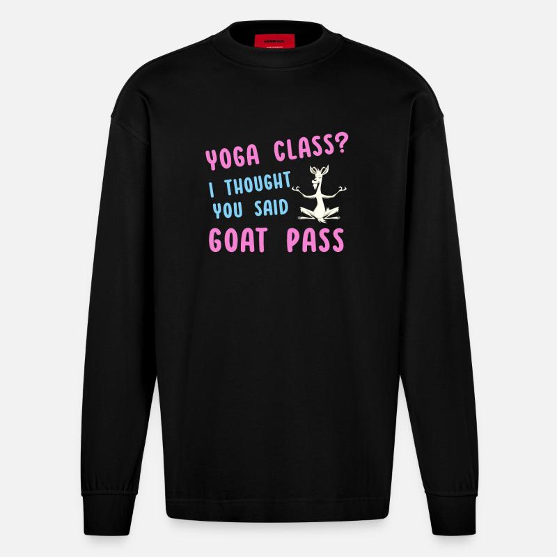 Yoga-Kurs oder Ziegenpass - Heavyweight Oversized Organic Langarmshirt Made in EU - SOLID BLACK
