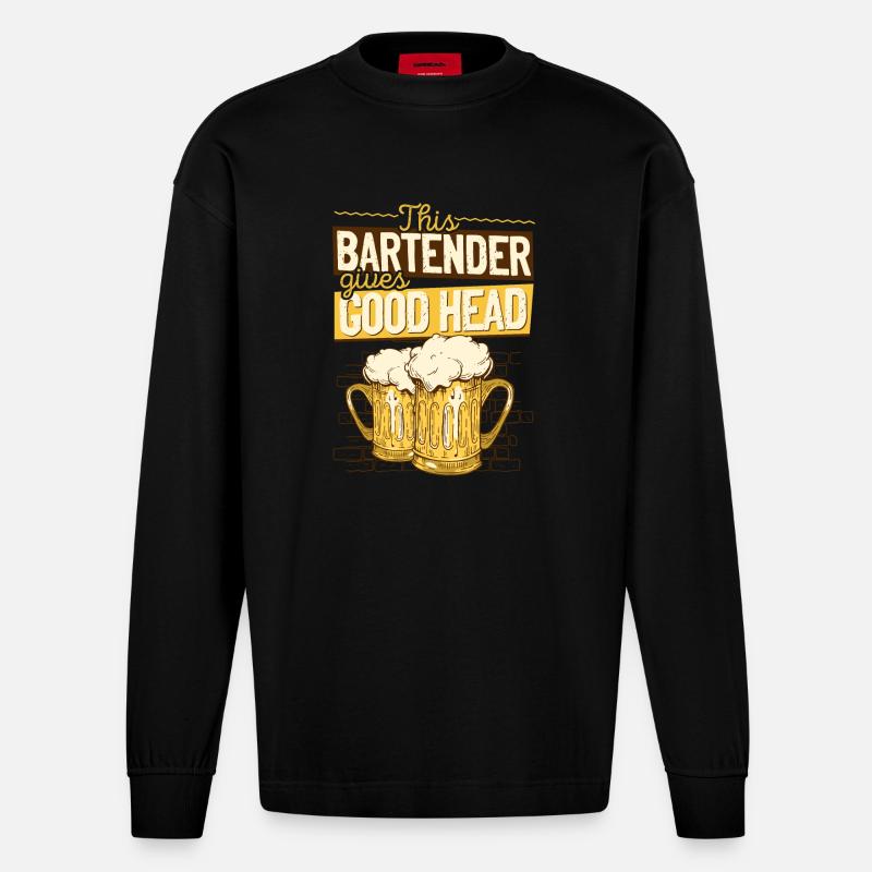 Bartender Mixologist This - Heavyweight Oversized Organic Langarmshirt Made in EU - SOLID BLACK