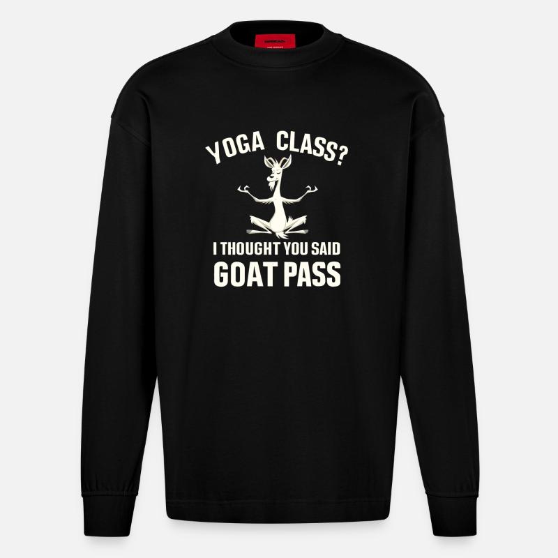 Yoga-Kurs oder Ziegenpass - Heavyweight Oversized Organic Langarmshirt Made in EU - SOLID BLACK