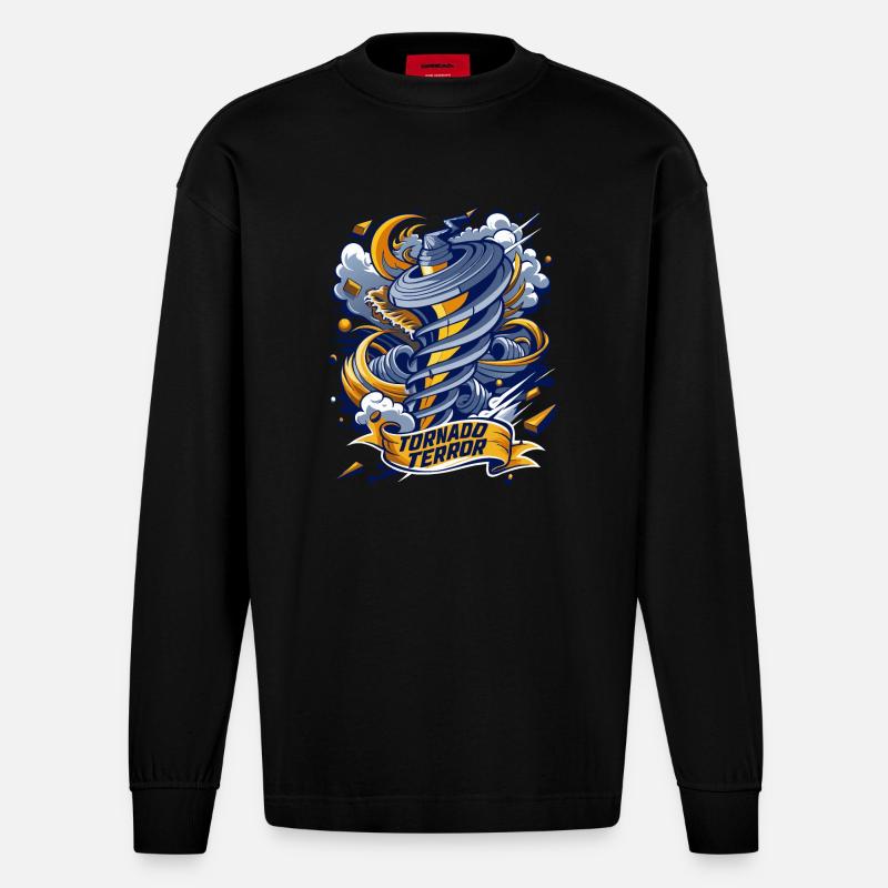 TORNADO-TERROR - Heavyweight Oversized Organic Langarmshirt Made in EU - SOLID BLACK