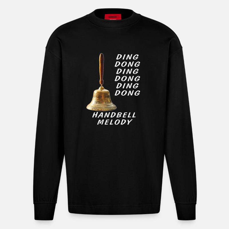 DING DONG HANDBELL MELODY - Heavyweight Oversized Organic Langarmshirt Made in EU - SOLID BLACK