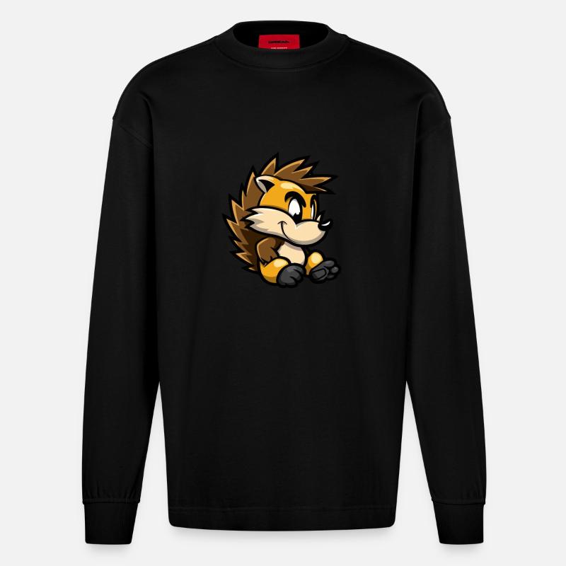 Igel Comic - Heavyweight Oversized Organic Langarmshirt Made in EU - SOLID BLACK