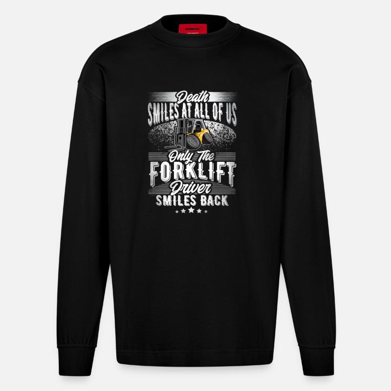 Staplerfahrer - Heavyweight Oversized Organic Langarmshirt Made in EU - SOLID BLACK